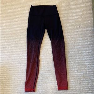 Lululemon leggings, black and coral red